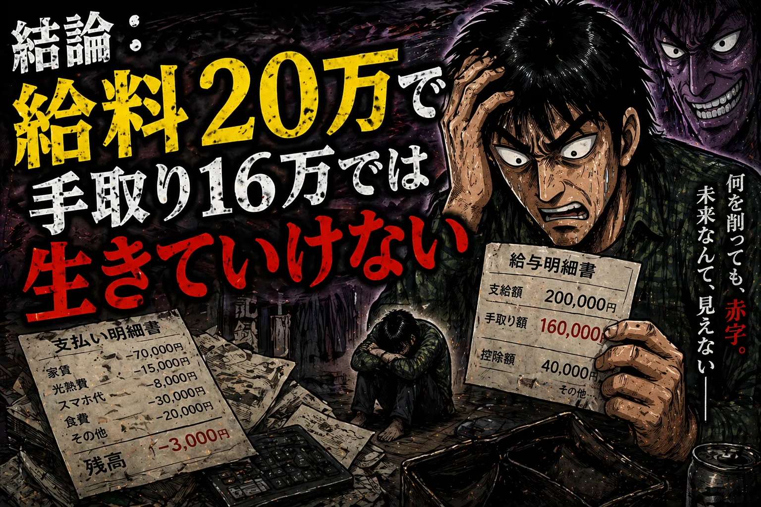 結論:給料20万で手取り16万では生きていけない