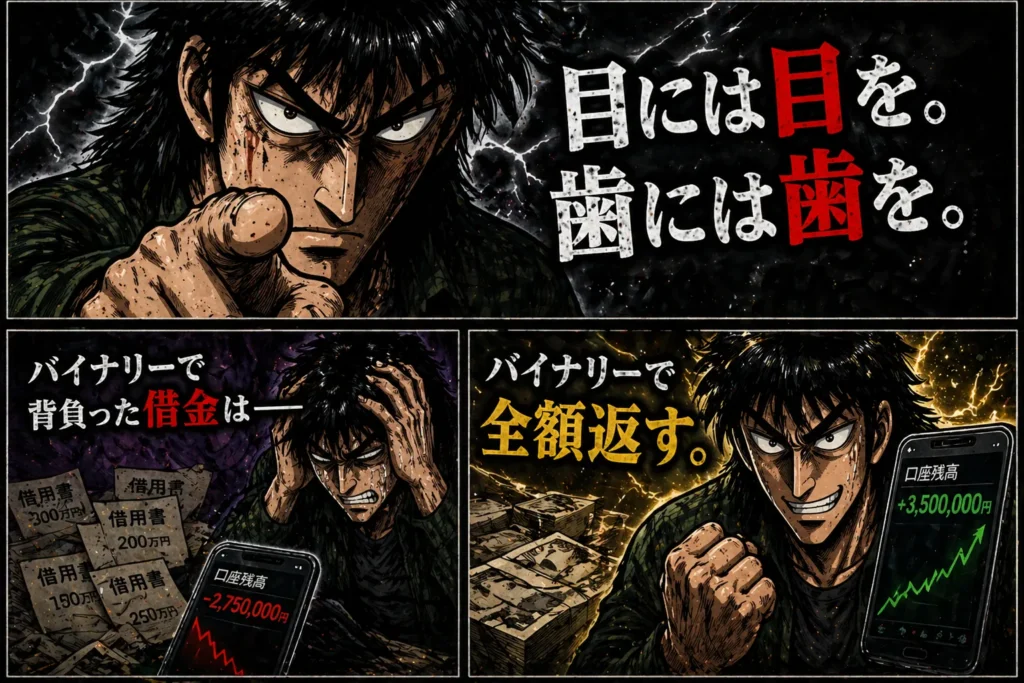 目には目を。歯には歯を。バイナリーで背負った借金は──バイナリーで全額返す。